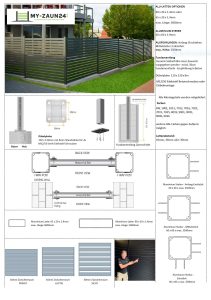 Produktdatenblatt my-zaun24.com Alu-Lattenzaun nach Maß - Onlinekonfigurator Aluzaun